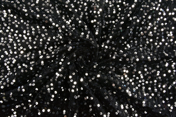 Sequins on Velvet Black - Silver