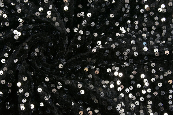 Sequins on Velvet Black - Silver