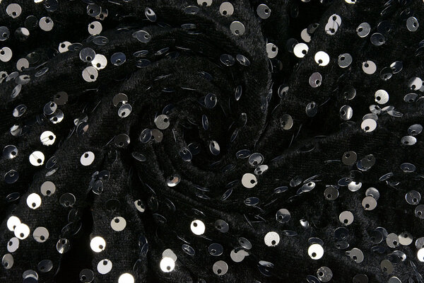 Sequins on Velvet Black - Silver