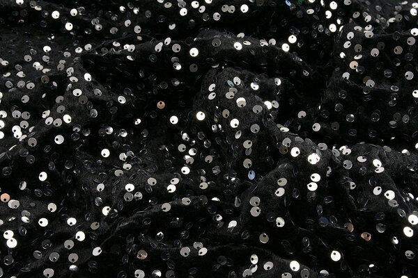 Pailletten auf Samt Schwarz - Silber