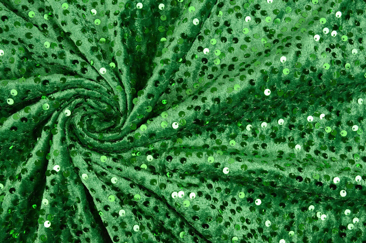 Sequins on Velvet Grass Green