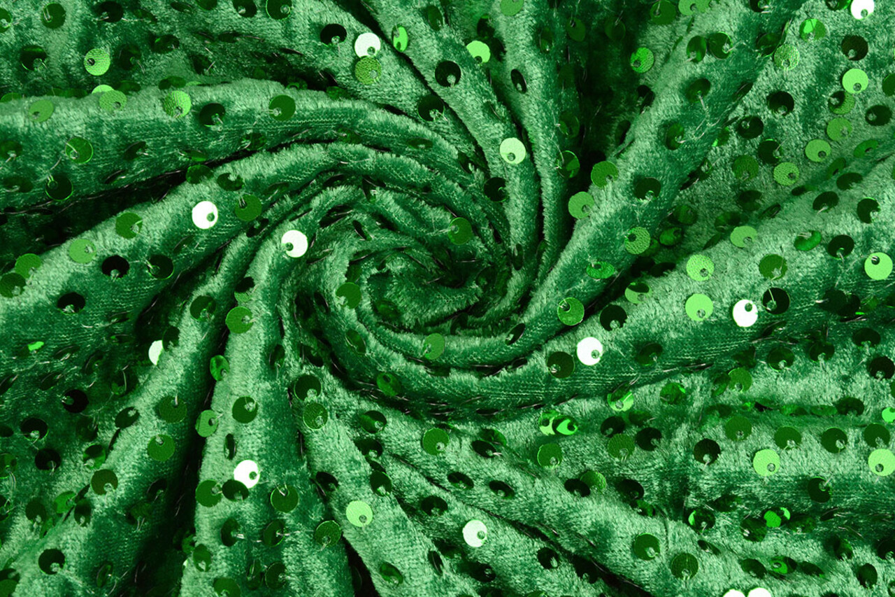 Sequins on Velvet Grass Green