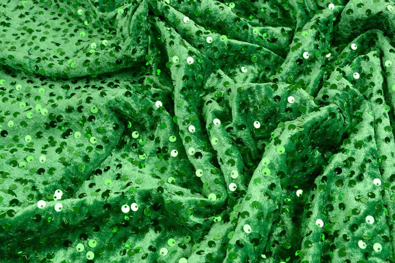Pailletten auf Samt  Grasgrün