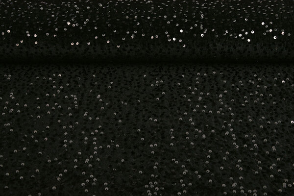Sequins on Velvet Black - Black