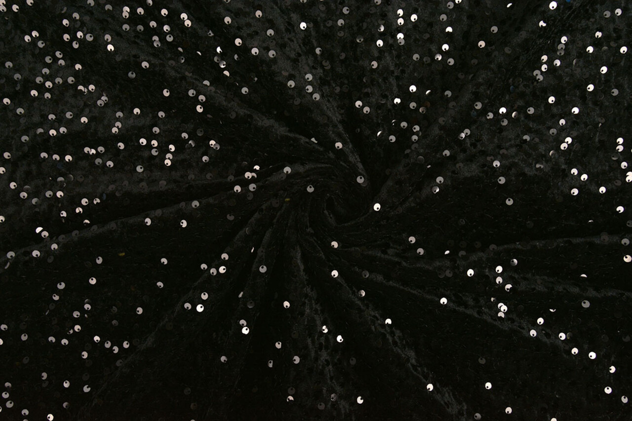 Pailletten auf Samt Schwarz - Schwarz