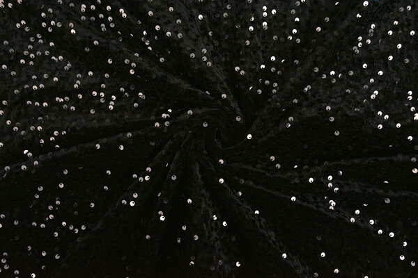 Pailletten op Velours Zwart - Zwart