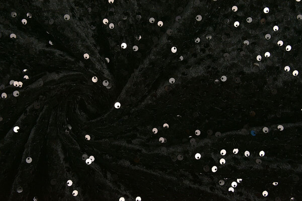 Pailletten auf Samt Schwarz - Schwarz