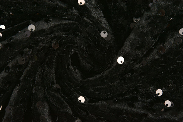 Sequins on Velvet Black - Black