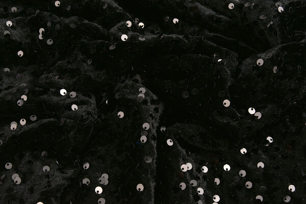 Pailletten op Velours Zwart - Zwart