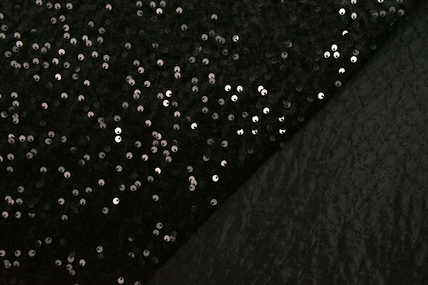 Pailletten auf Samt Schwarz - Schwarz