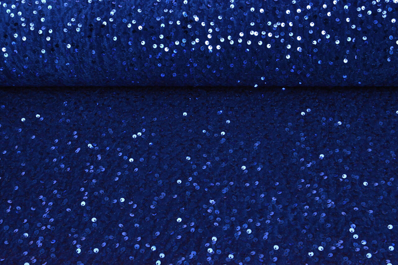 Paillettes su Velluto Blu Reale Paillettes su Velluto Blu Reale