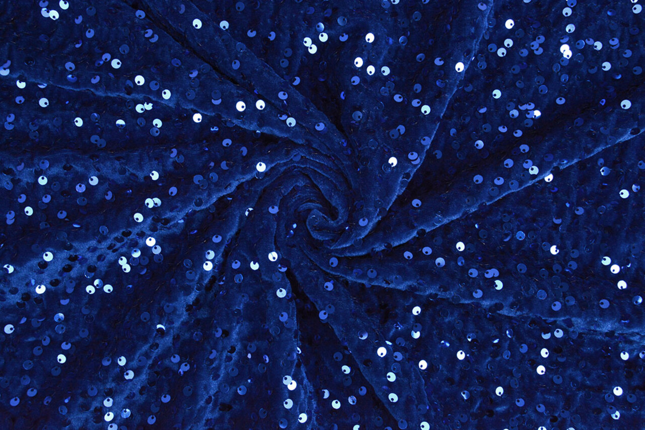 Paillettes su Velluto Blu Reale Paillettes su Velluto Blu Reale