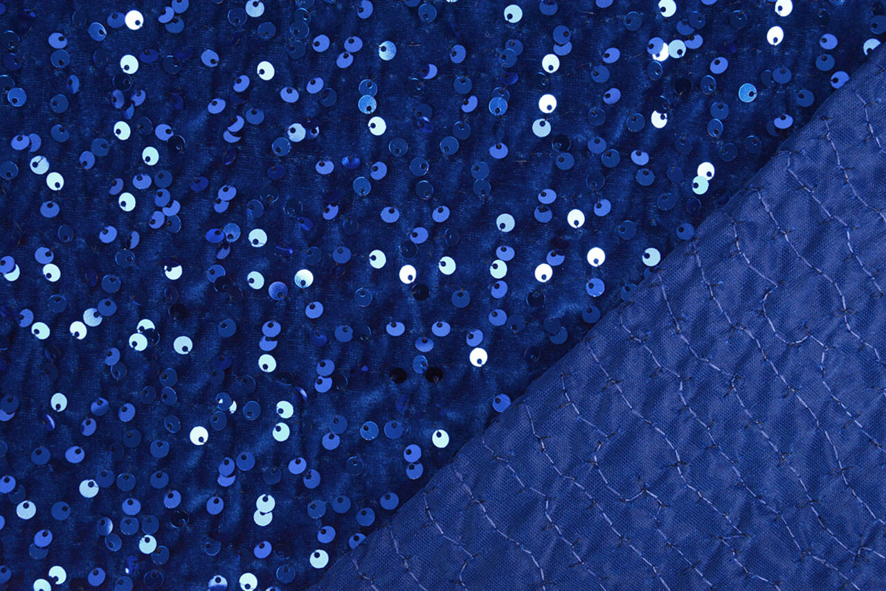 Paillettes su Velluto Blu Reale Paillettes su Velluto Blu Reale