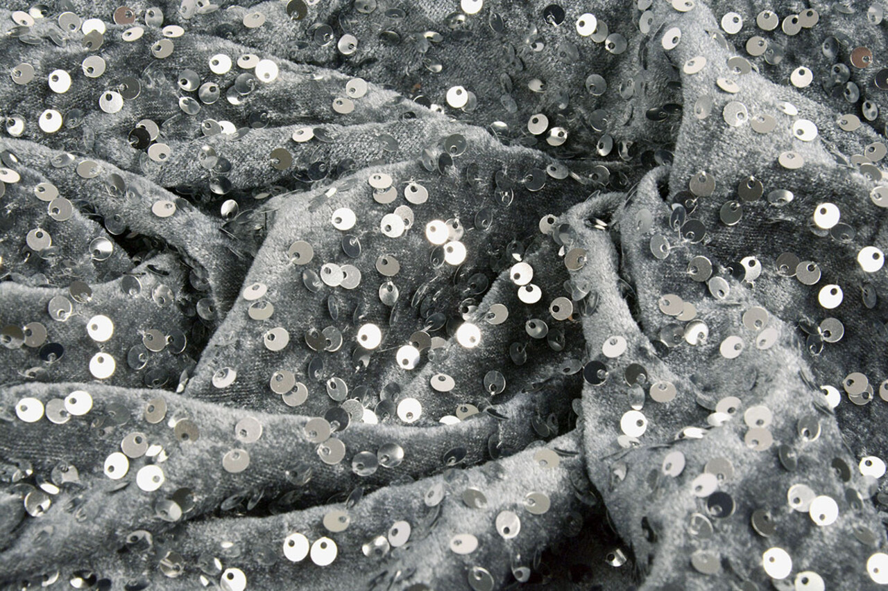 Paillettes su Velluto Argento Paillettes su Velluto Argento
