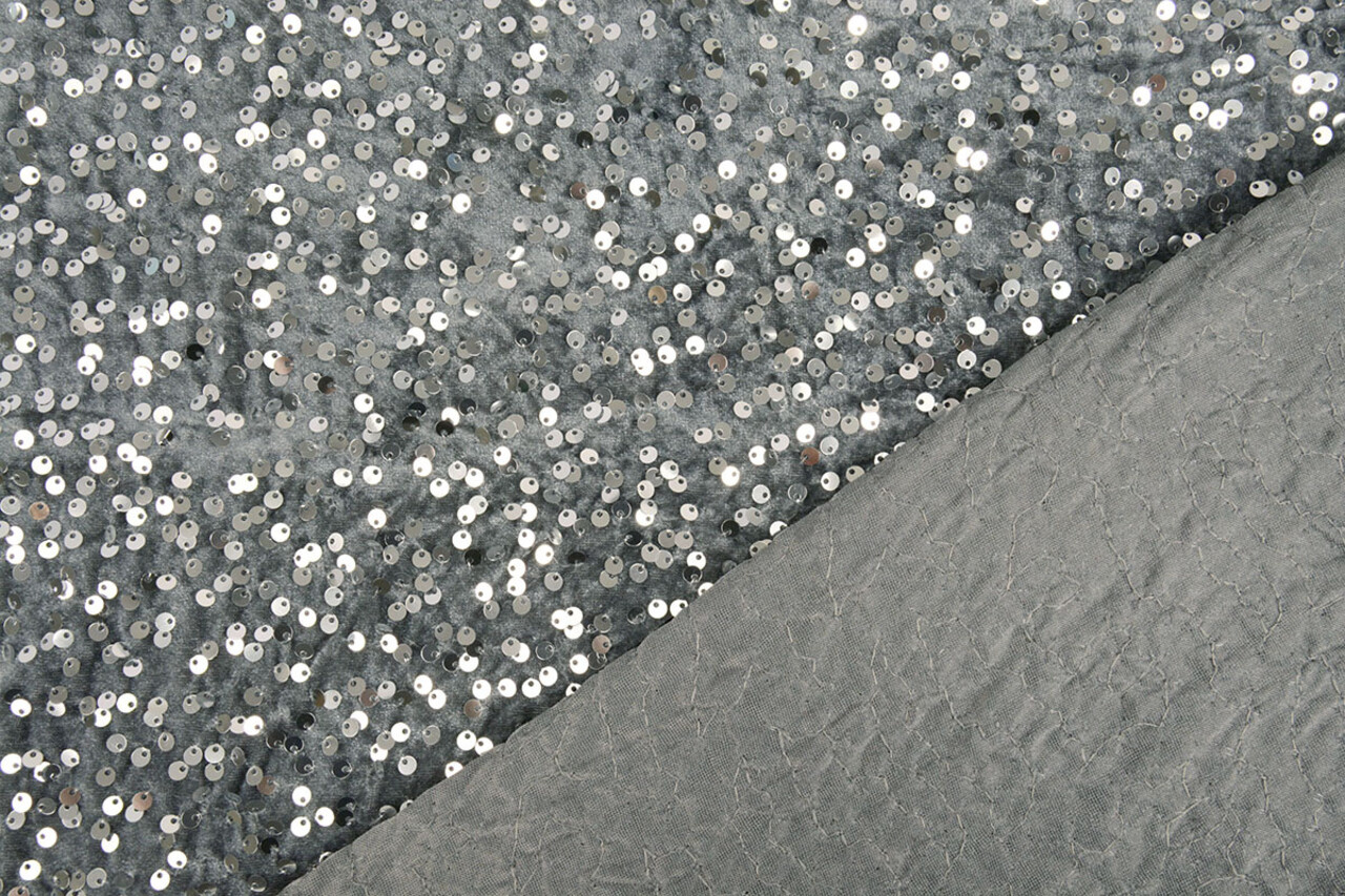 Pailletten auf Samt Silber