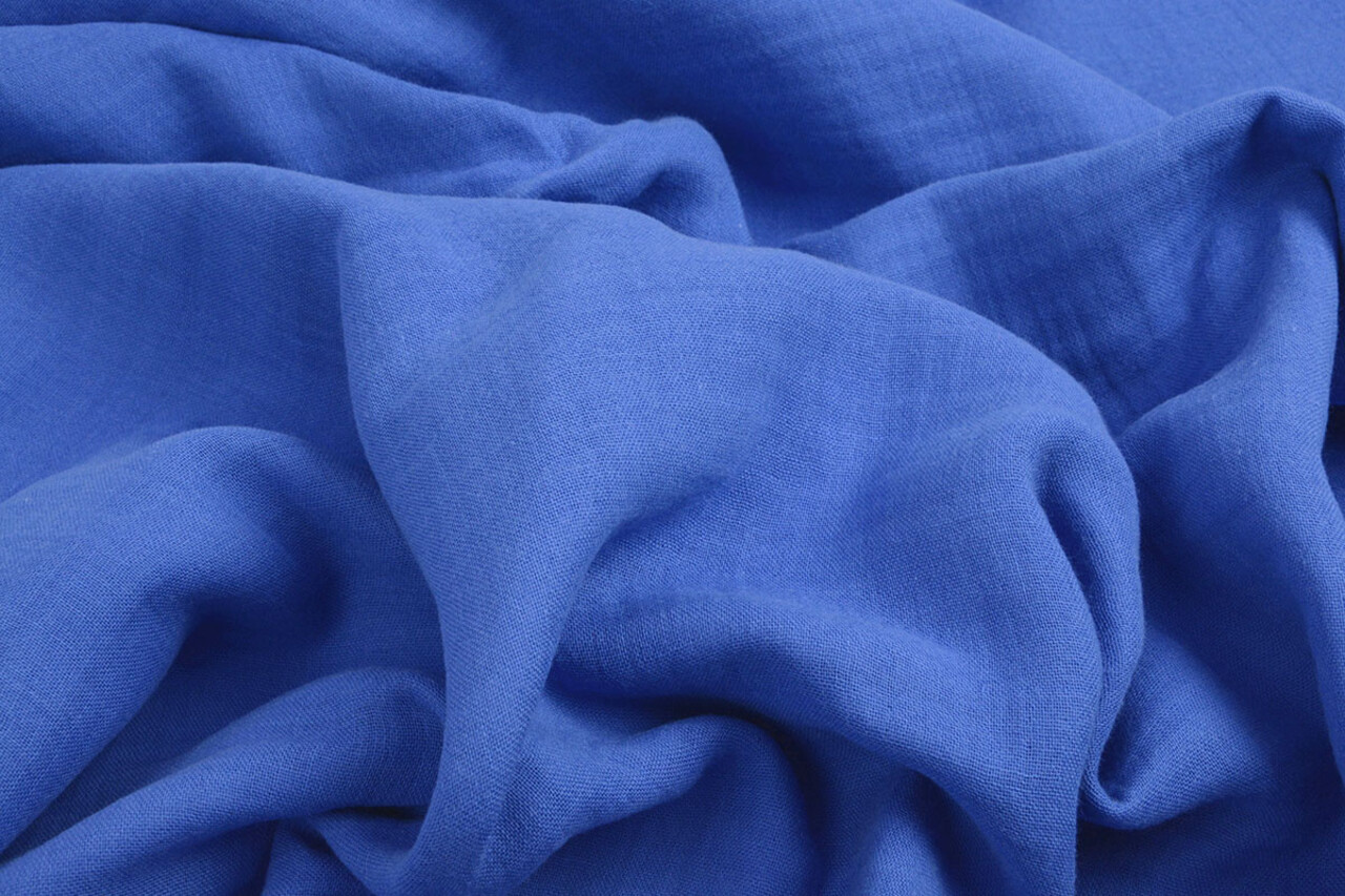 Oeko-Tex® Coton Double Gaze Tissu Bleu Oeko-Tex® Coton Double Gaze Tissu Bleu