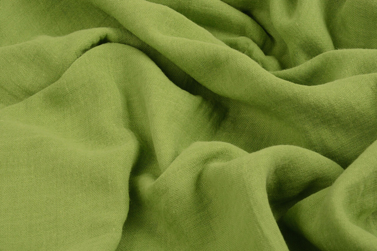 Oeko-Tex® Coton Double Gaze Tissu Vert Mousse Oeko-Tex® Coton Double Gaze Tissu Vert Mousse