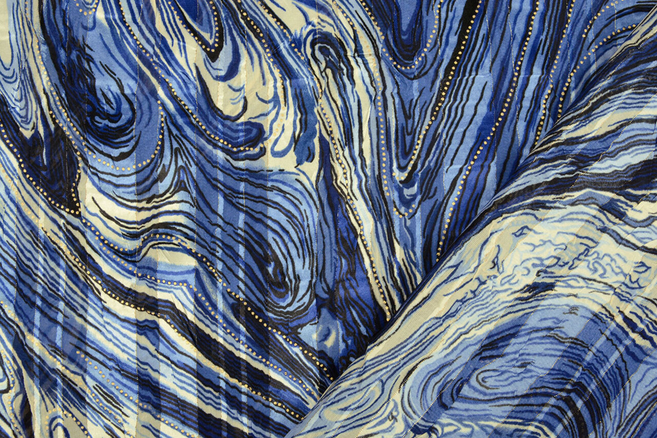 Poly Satijn Lurex Soraya Blauw
