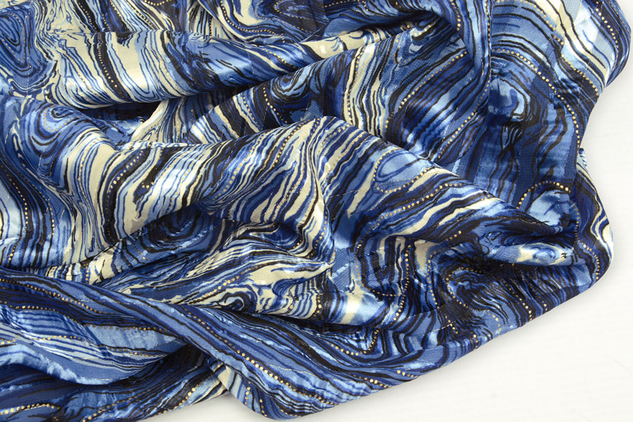 Poly Satijn Lurex Soraya Blauw