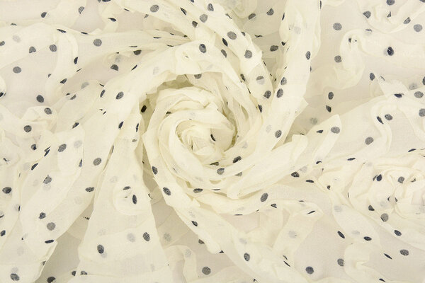 Chiffon Ruches en Stippen Creme Chiffon Ruches en Stippen Creme
