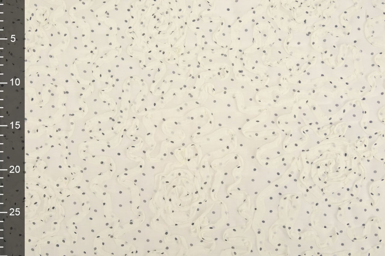 Chiffon Ruches e Pois Crema Chiffon Ruches e Pois Crema