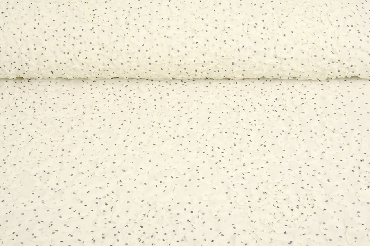 Chiffon Ruches en Stippen Creme Chiffon Ruches en Stippen Creme