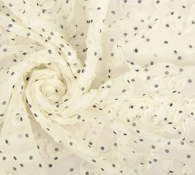 Chiffon Ruches en Stippen Creme