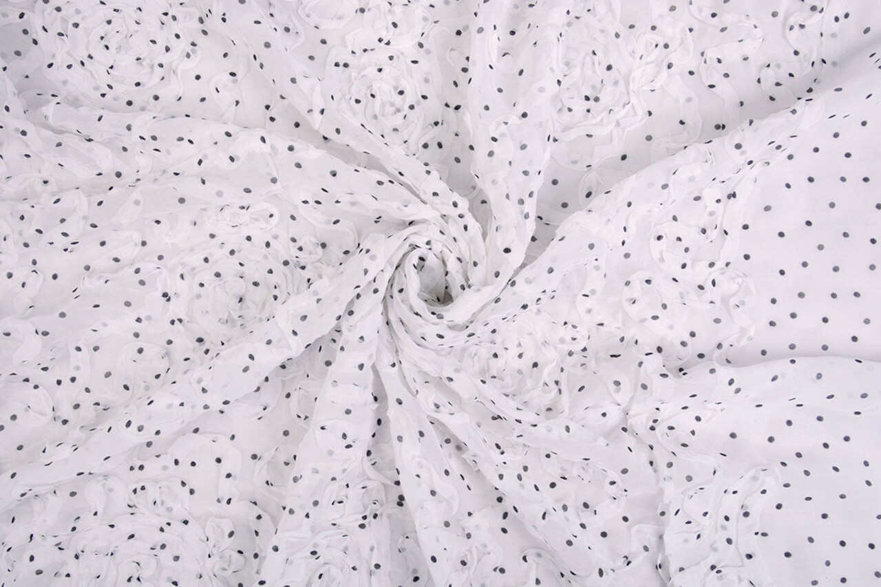 Chiffon Ruffles and Dots White Chiffon Ruffles and Dots White