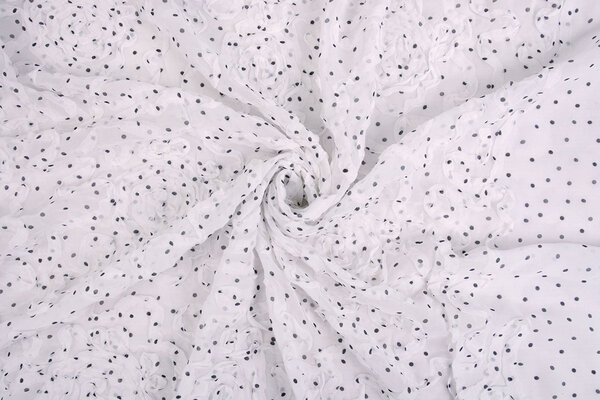 Mousseline Ruches en Pois Blanc Mousseline Ruches en Pois Blanc