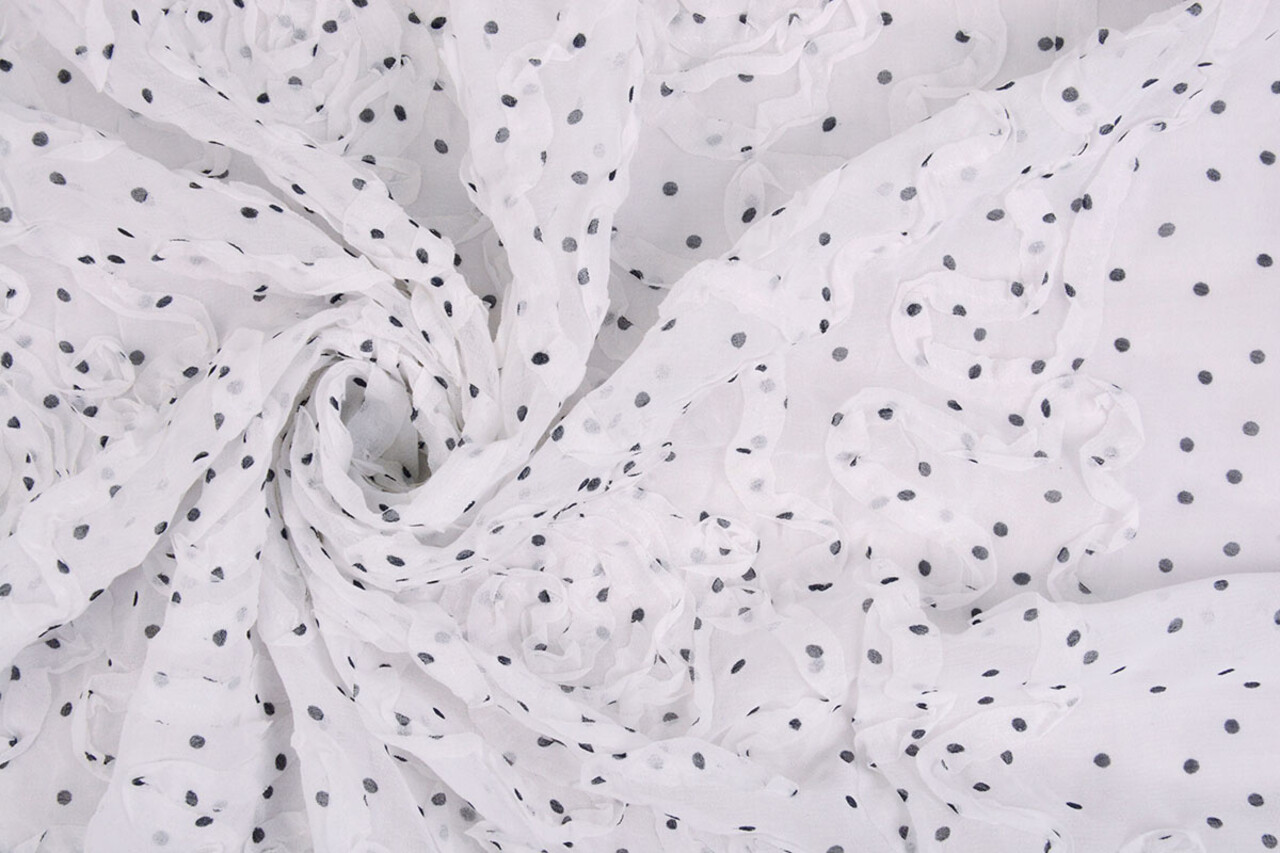 Chiffon Ruffles and Dots White Chiffon Ruffles and Dots White