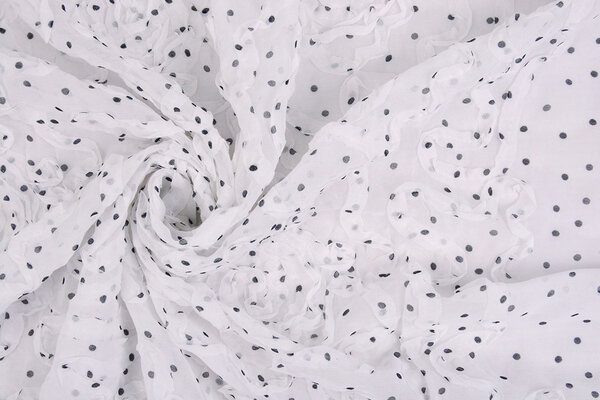 Chiffon Ruches en Stippen Wit