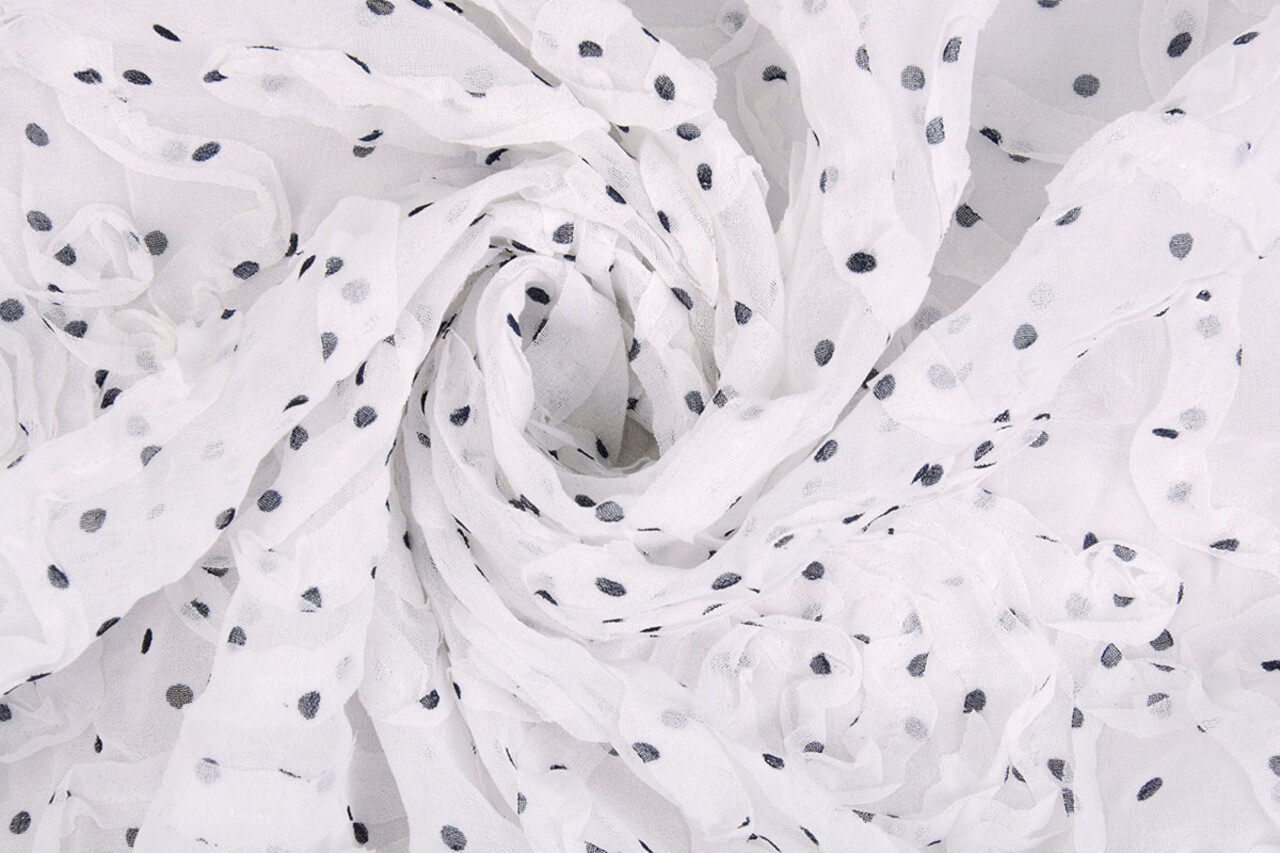 Chiffon Ruffles and Dots White Chiffon Ruffles and Dots White
