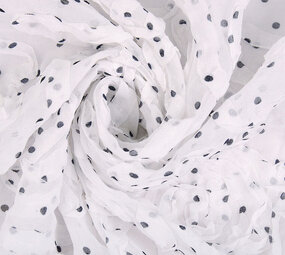 Chiffon Ruches en Stippen Wit