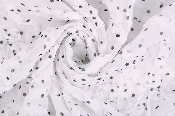 Chiffon Rüschen und Punkte Weiß