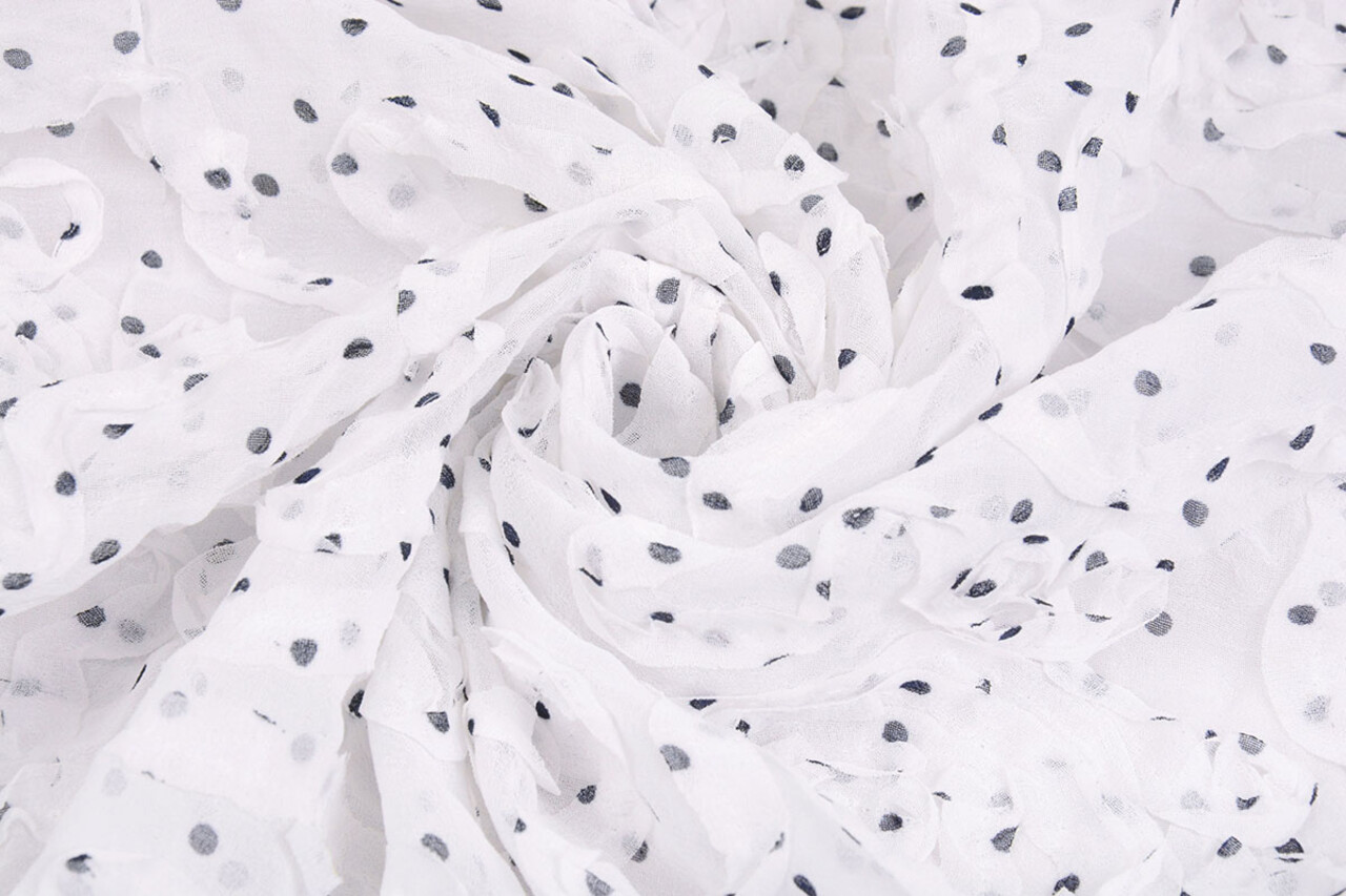 Chiffon Rüschen und Punkte Weiß