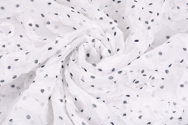Chiffon Rüschen und Punkte Weiß