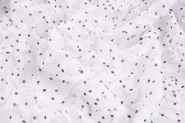 Chiffon Ruches en Stippen Wit