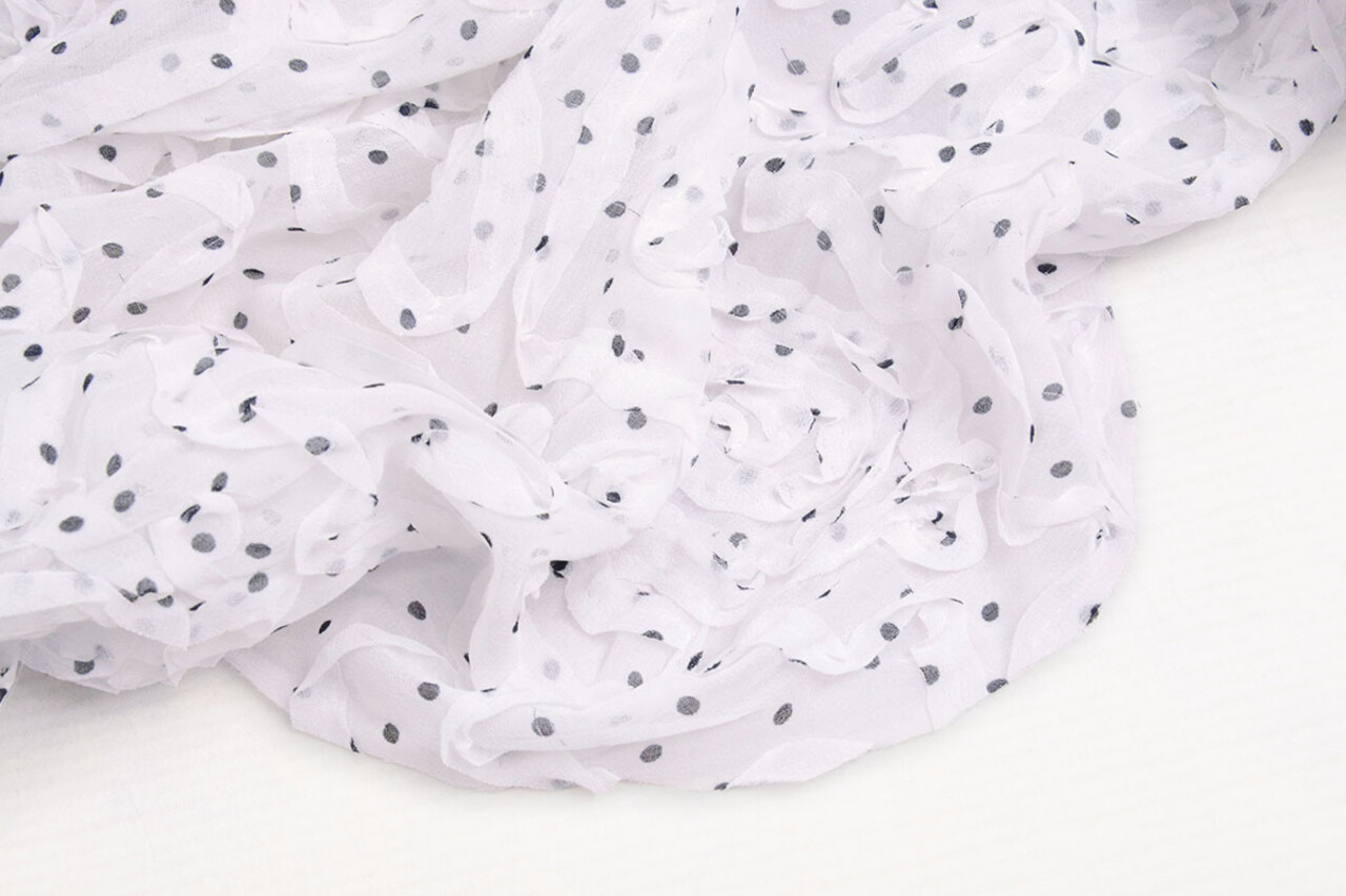 Chiffon Ruffles and Dots White Chiffon Ruffles and Dots White