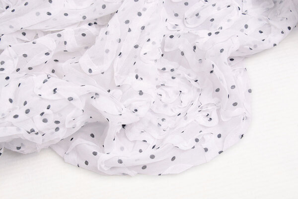 Mousseline Ruches en Pois Blanc Mousseline Ruches en Pois Blanc