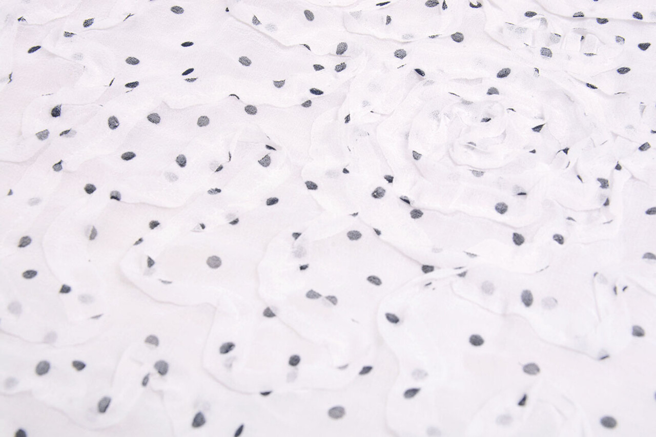Chiffon Ruches en Stippen Wit