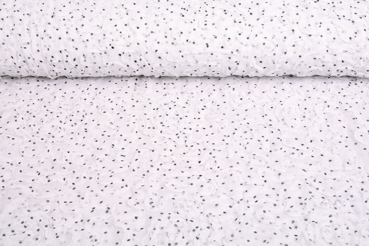 Chiffon Rüschen und Punkte Weiß