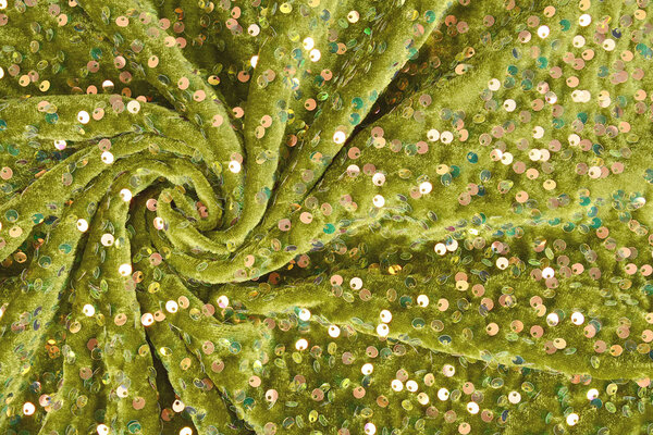Sequins on Velvet Moss Green (Holographic Sequins)