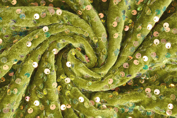 Sequins on Velvet Moss Green (Holographic Sequins)