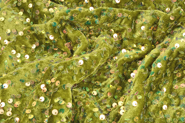 Pailletten op Velours Mosgroen  (Holografische Pailletten)