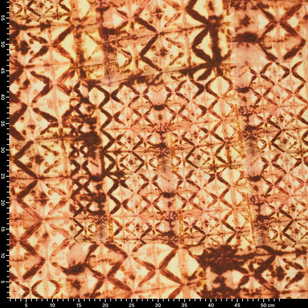 Viscose Linnen Digitaal Shibori Tie Dye Brique Viscose Linnen Digitaal Shibori Tie Dye Brique