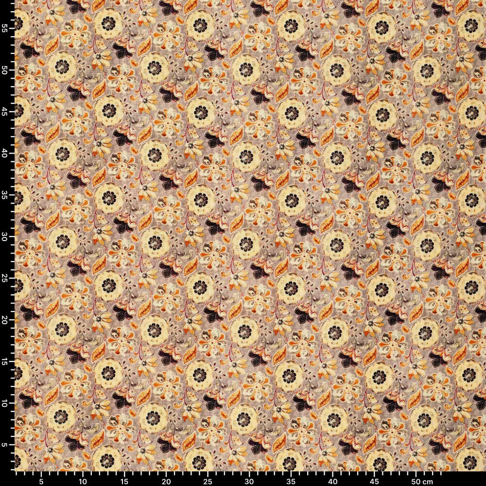 Viscosa Lino Digitale Fine Fiori Malva Viscosa Lino Digitale Fine Fiori Malva