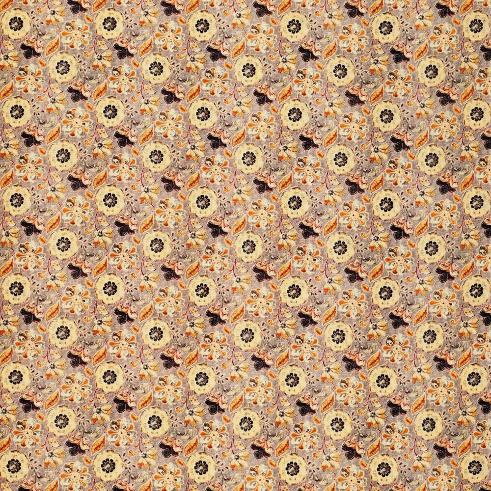 Viscose Linen Digital Fine Flowers Mauve