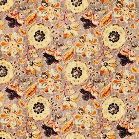 Viscose Linen Digital Fine Flowers Mauve