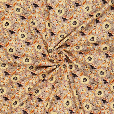 Viscose Linen Digital Fine Flowers Mauve