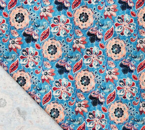Viskose Leinen Digital Fine Flowers Blau Viskose Leinen Digital Fine Flowers Blau